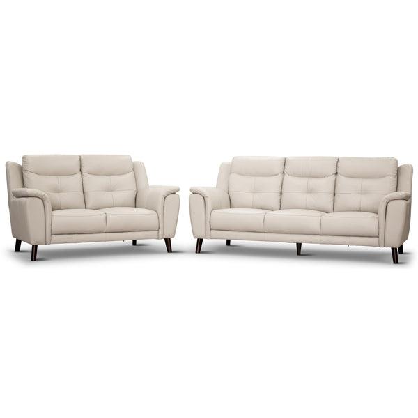 Opal 2+3 Seater Leather Sofa Silver 