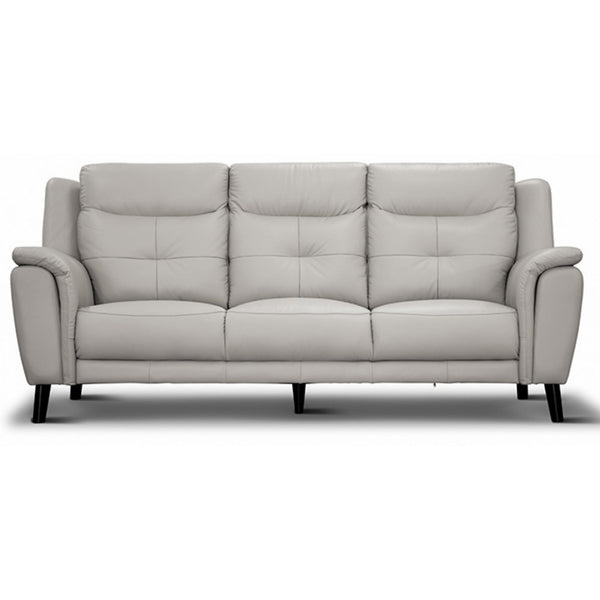 Opal 3 Seater Leather Sofa Silver 