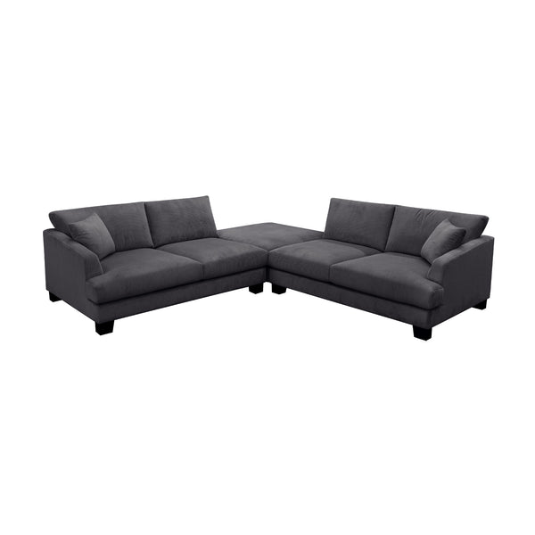 Orio 4 Seater Corner Sofa Lounge Ottoman Set Charcoal