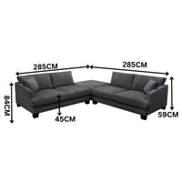 Orio 4 Seater Corner Sofa Lounge Ottoman Set Charcoal