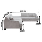 Orio 4 Seater Corner Sofa Lounge Ottoman Set Light Grey