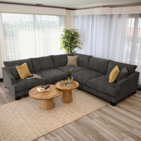 Orio 4 Seater Corner Sofa Lounge Set Charcoal