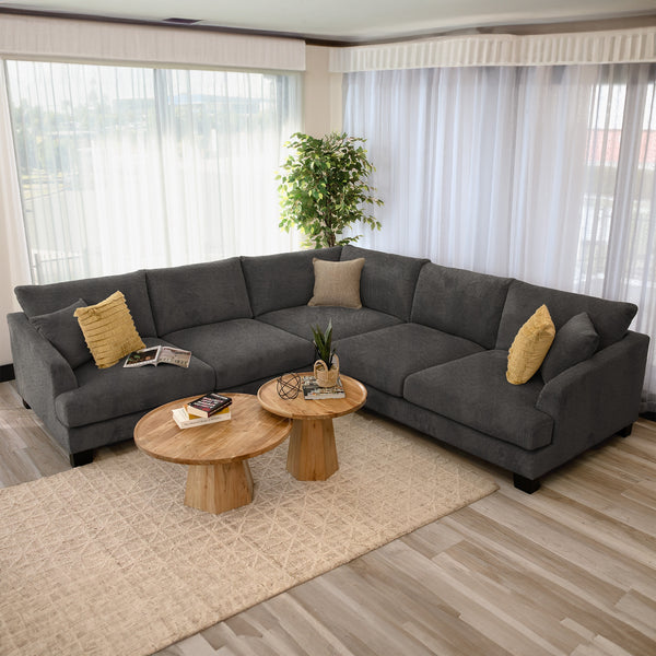 Orio 4 Seater Corner Sofa Lounge Set Charcoal
