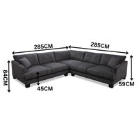 Orio 4 Seater Corner Sofa Lounge Set Charcoal