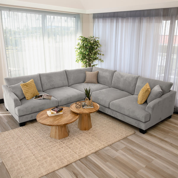 Orio 4 Seater Corner Sofa Lounge Set Light Grey