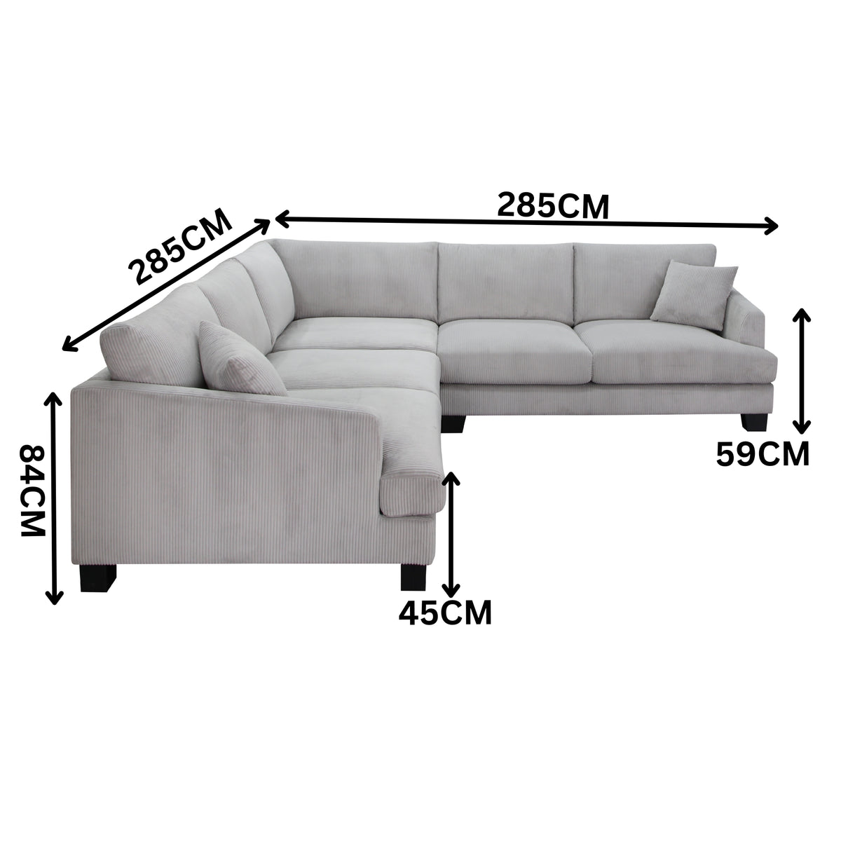 Orio 4 Seater Corner Sofa Lounge Set Light Grey