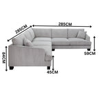 Orio 4 Seater Corner Sofa Lounge Set Light Grey