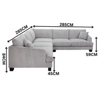 Orio 4 Seater Corner Sofa Lounge Set Light Grey