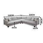 Orio 4 XL Seater Corner Sofa Lounge Set Light Grey