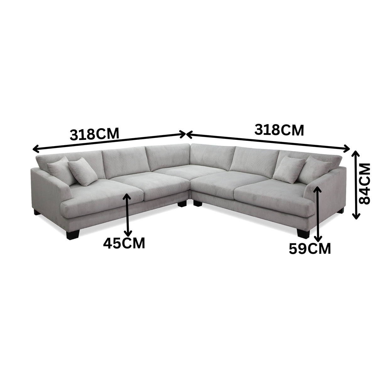 Orio 4 XL Seater Corner Sofa Lounge Set Light Grey