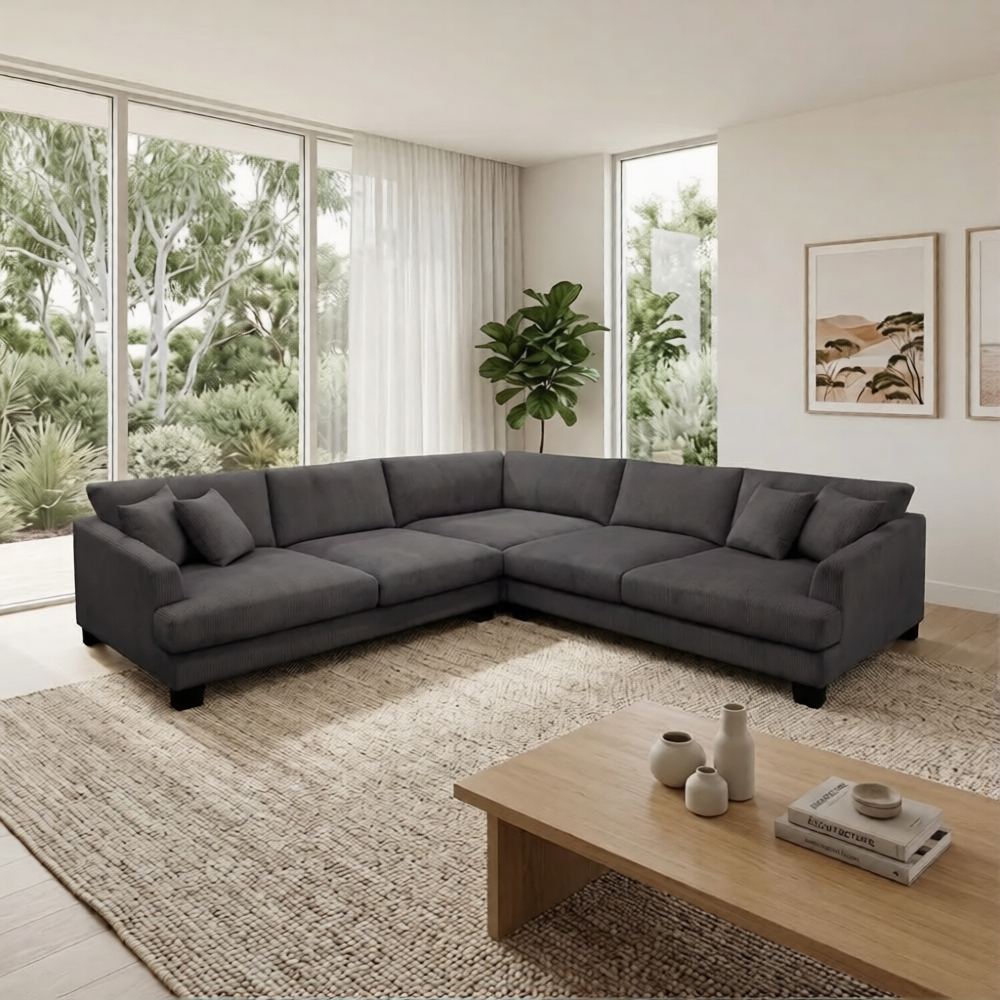 Orio 4 XL Seater Corner Sofa Lounge Set Charcoal