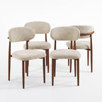 Ormond 4pc Set Dining Chair Fabric Seat Beige Walnut, set of four on a white background