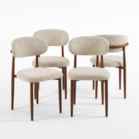Ormond 4pc Set Dining Chair Fabric Seat Beige Walnut, set of four on a white background