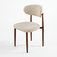 Ormond 4pc Set Dining Chair Fabric Seat Beige Walnut, single chair, front three-quarter view on a white background