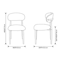 Ormond 4pc Set Dining Chair Fabric Seat Beige Walnut — dimensions diagram, W50 x D55.5 x H79 cm