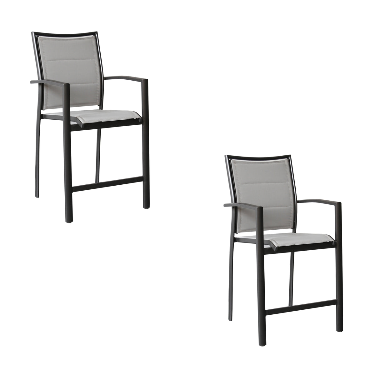 Oro 2pc Set Aluminium Outdoor Dining Bar Chair Charcoal