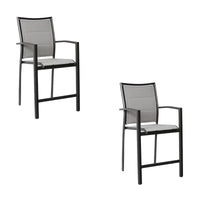 Oro 2pc Set Aluminium Outdoor Dining Bar Chair Charcoal
