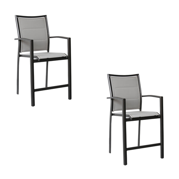 Oro 2pc Set Aluminium Outdoor Dining Bar Chair Charcoal