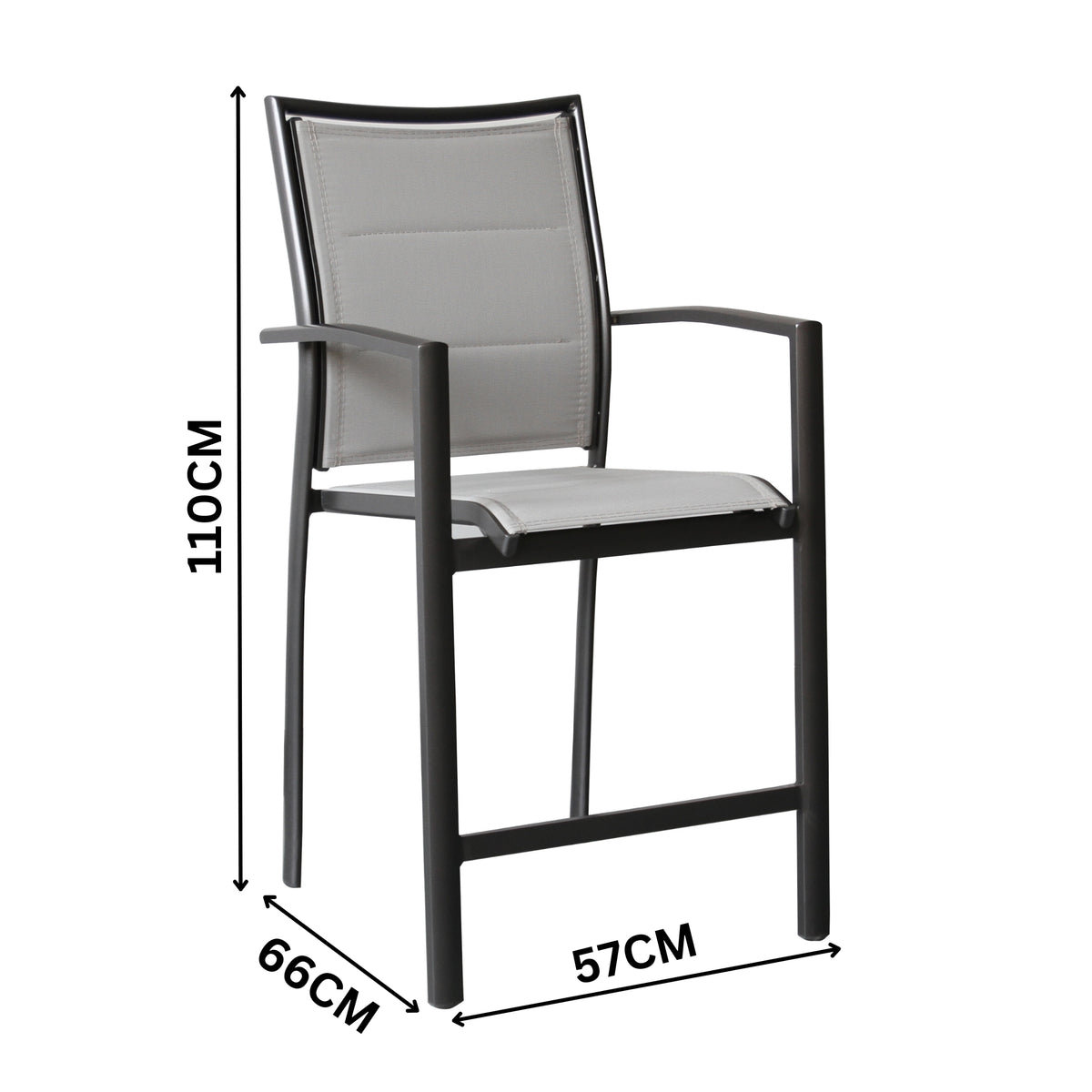Oro 2pc Set Aluminium Outdoor Dining Bar Chair Charcoal