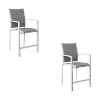 Oro 2pc Set Aluminium Outdoor Dining Bar Chair White