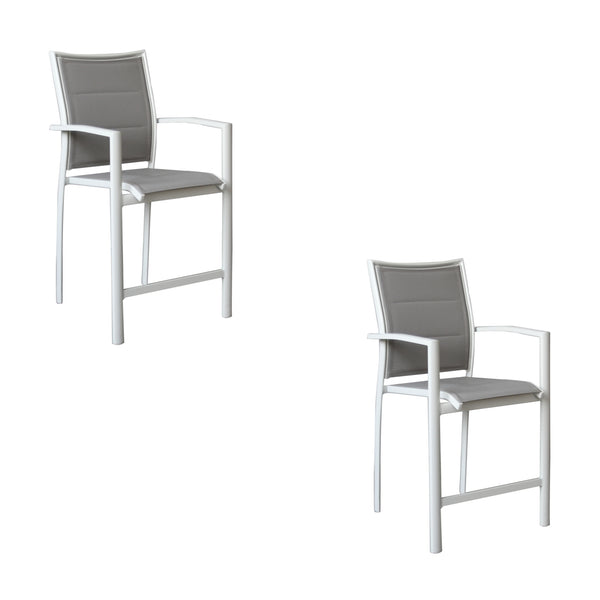 Oro 2pc Set Aluminium Outdoor Dining Bar Chair White