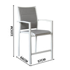 Oro 2pc Set Aluminium Outdoor Dining Bar Chair White