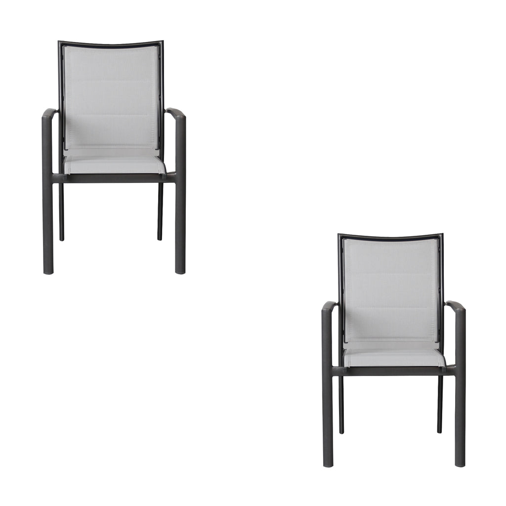 Oro 2pc Set Aluminium Outdoor Dining Chair Charcoal