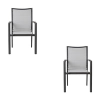 Oro 2pc Set Aluminium Outdoor Dining Chair Charcoal