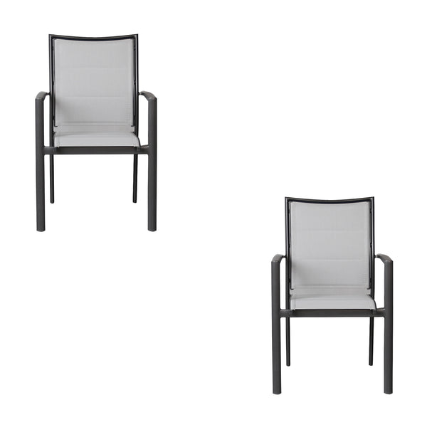 Oro 2pc Set Aluminium Outdoor Dining Chair Charcoal