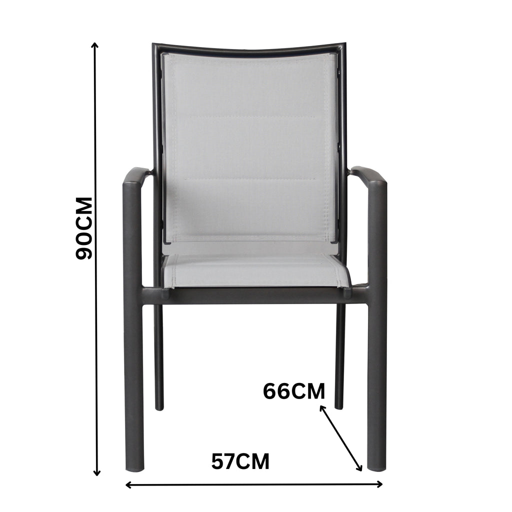 Oro 2pc Set Aluminium Outdoor Dining Chair Charcoal