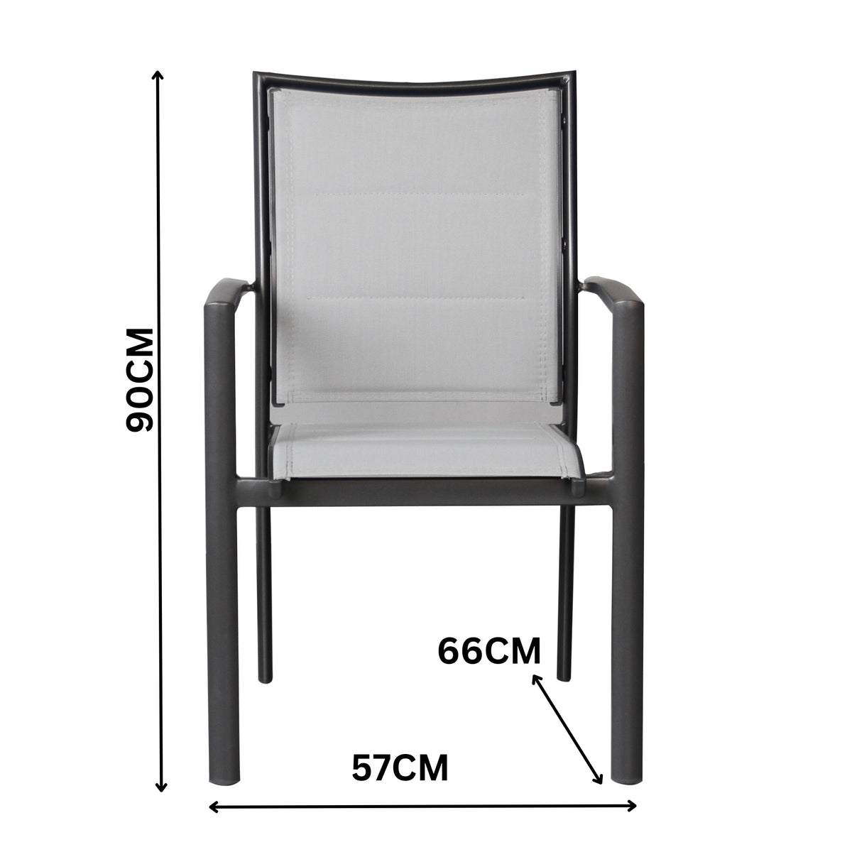 Oro 2pc Set Aluminium Outdoor Dining Chair Charcoal