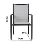 Oro 2pc Set Aluminium Outdoor Dining Chair Charcoal