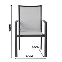Oro 2pc Set Aluminium Outdoor Dining Chair Charcoal