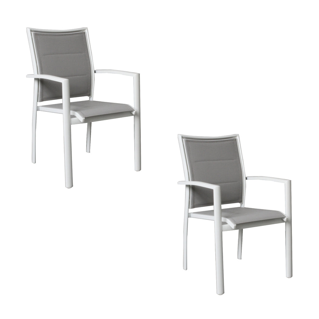 Oro 2pc Set Aluminium Outdoor Dining Chair White