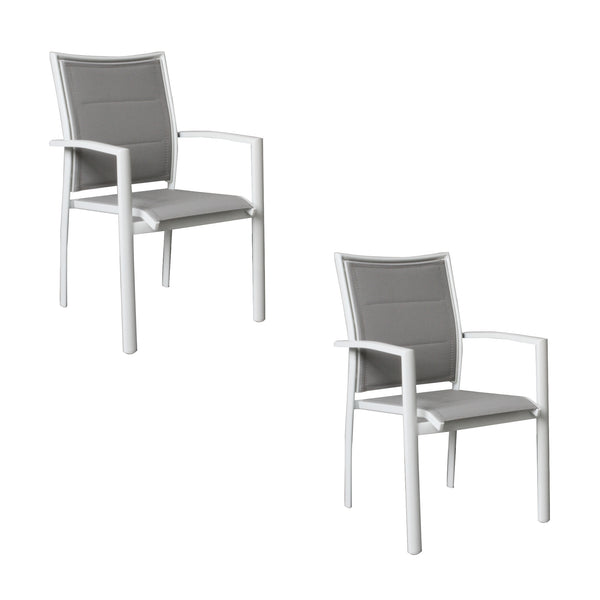 Oro 2pc Set Aluminium Outdoor Dining Chair White