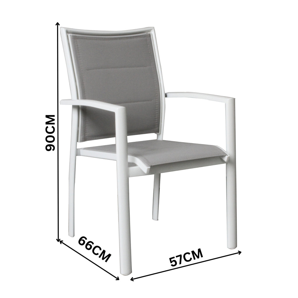 Oro 2pc Set Aluminium Outdoor Dining Chair White
