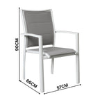Oro 2pc Set Aluminium Outdoor Dining Chair White