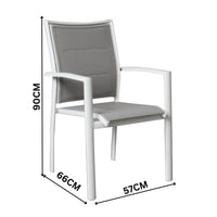 Oro 2pc Set Aluminium Outdoor Dining Chair White
