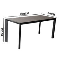 Oro 7pc Set Outdoor 200cm Aluminium Bar Table 6 Chair Charcoal
