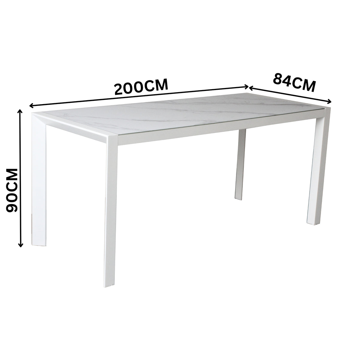Oro 7pc Set Outdoor 200cm Aluminium Bar Table 6 Chair White
