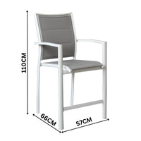 Oro 7pc Set Outdoor 200cm Aluminium Bar Table 6 Chair White