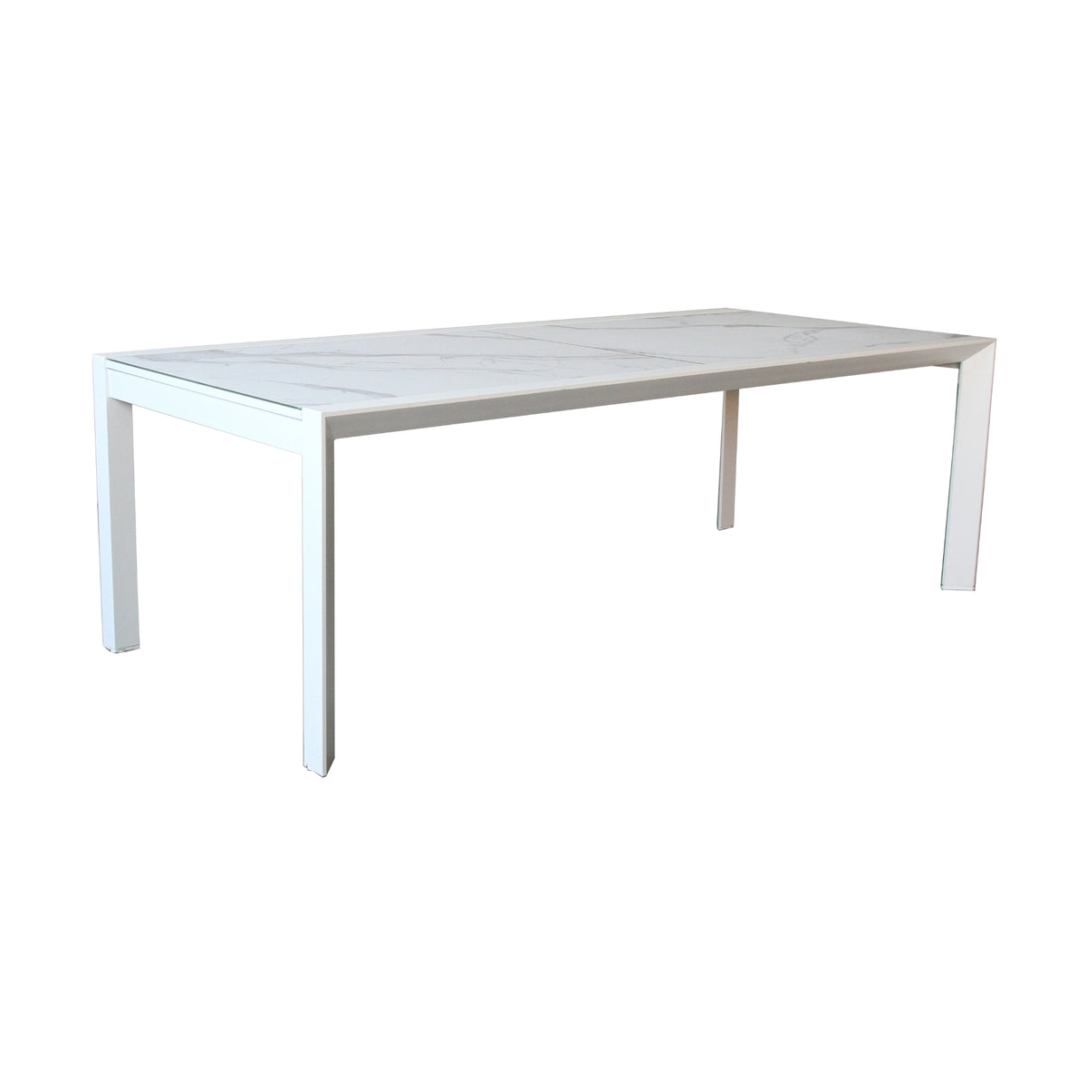 Oro 9pc Set Outdoor Dining Extension Aluminium Table 8 Chair White