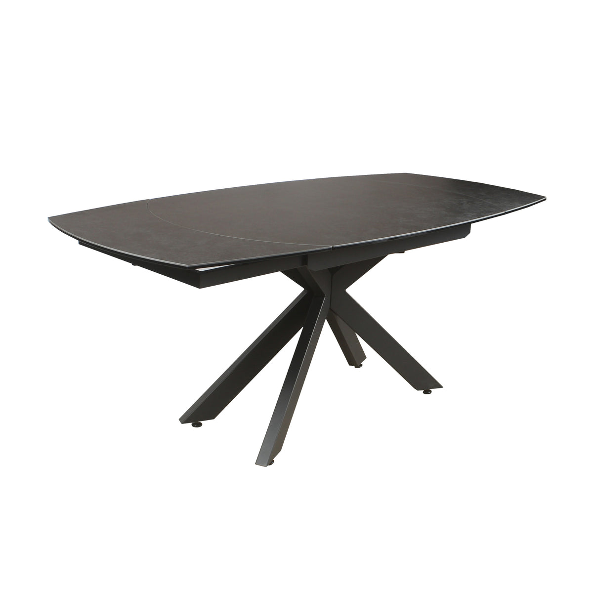 Orren 120-180cm Extendable Dining Table Ceramic Tempered Glass Top Dark Grey