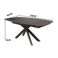 Orren 120-180cm Extendable Dining Table Ceramic Tempered Glass Top Dark Grey