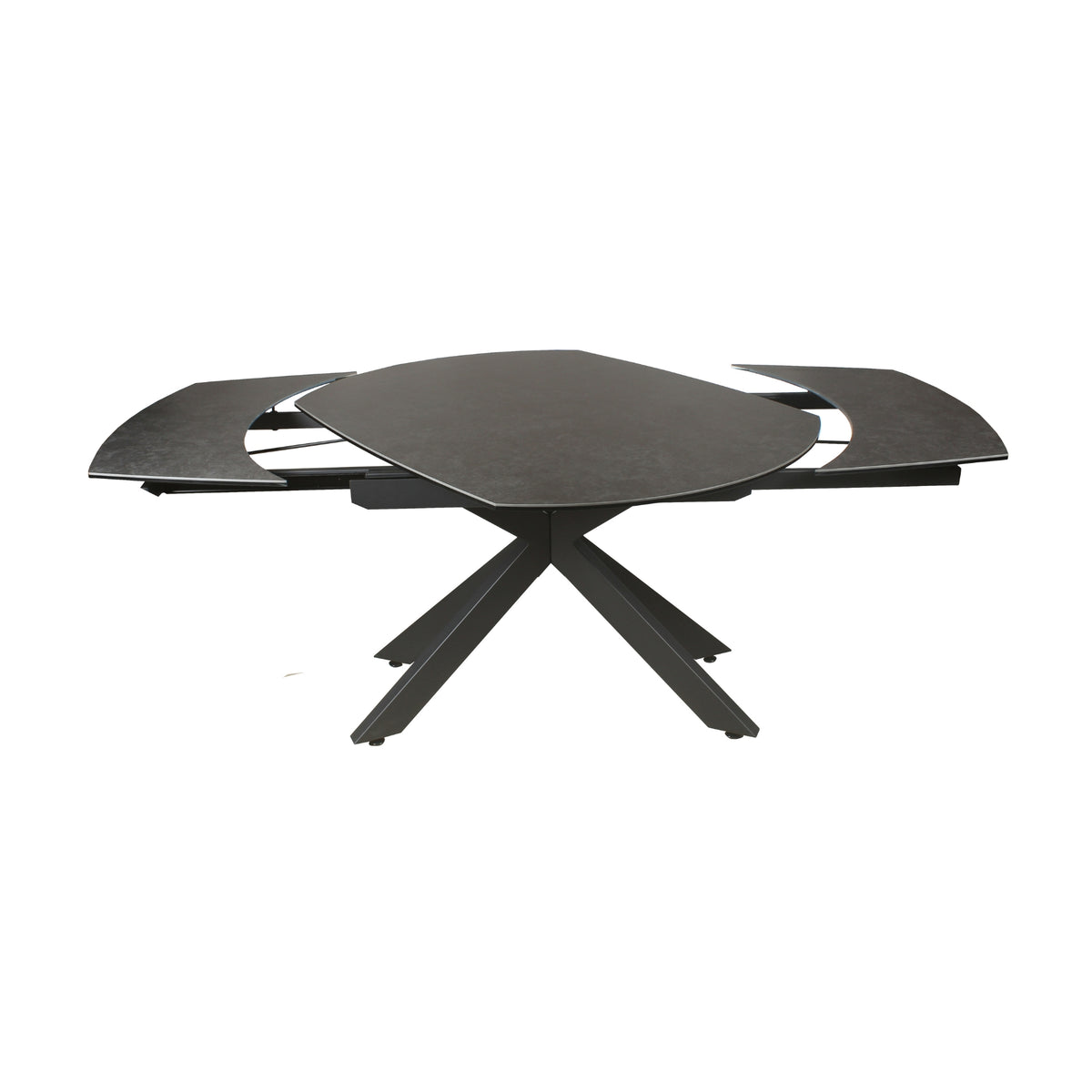 Orren 120-180cm Extendable Dining Table Ceramic Tempered Glass Top Dark Grey