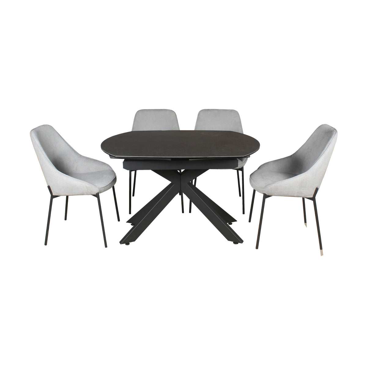 Orren 120-180cm Extendable Dining Table Ceramic Tempered Glass Top Dark Grey
