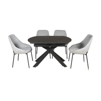Orren 120-180cm Extendable Dining Table Ceramic Tempered Glass Top Dark Grey