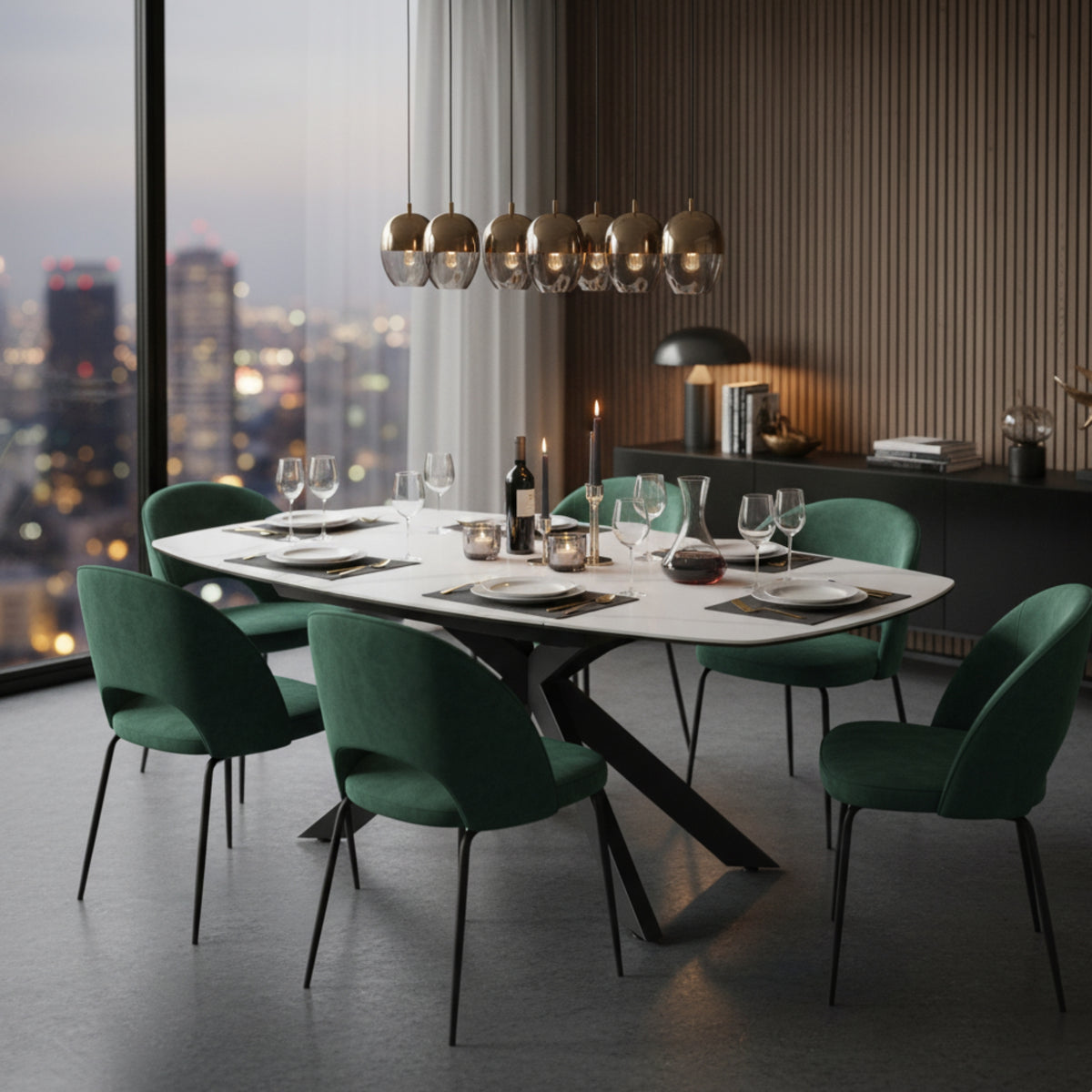 Orren 120-180cm Extendable Dining Table Ceramic Tempered Glass Top White