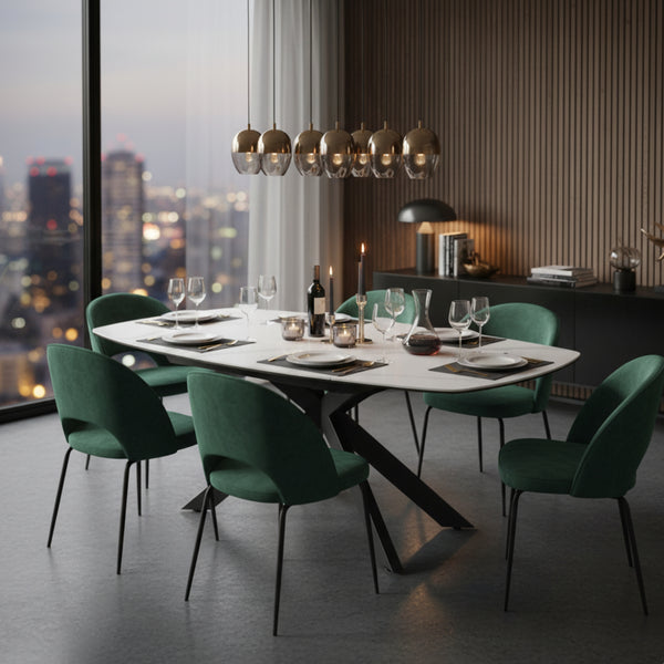 Orren 120-180cm Extendable Dining Table Ceramic Tempered Glass Top White