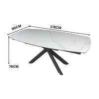 Orren 120-180cm Extendable Dining Table Ceramic Tempered Glass Top White